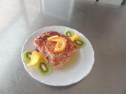 Pondelok - večera (ryžový nákyp s ananásom a višňami)